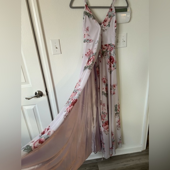LULUS: Lavender floral wrap maxi dress - Picture 6 of 8